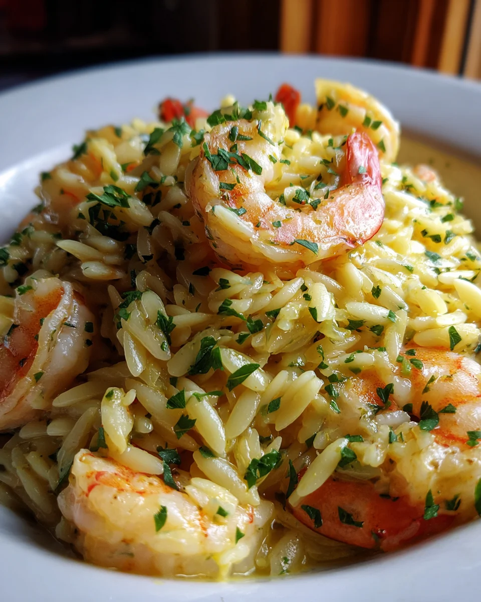 Shrimp Orzo in Lemon Garlic Sauce