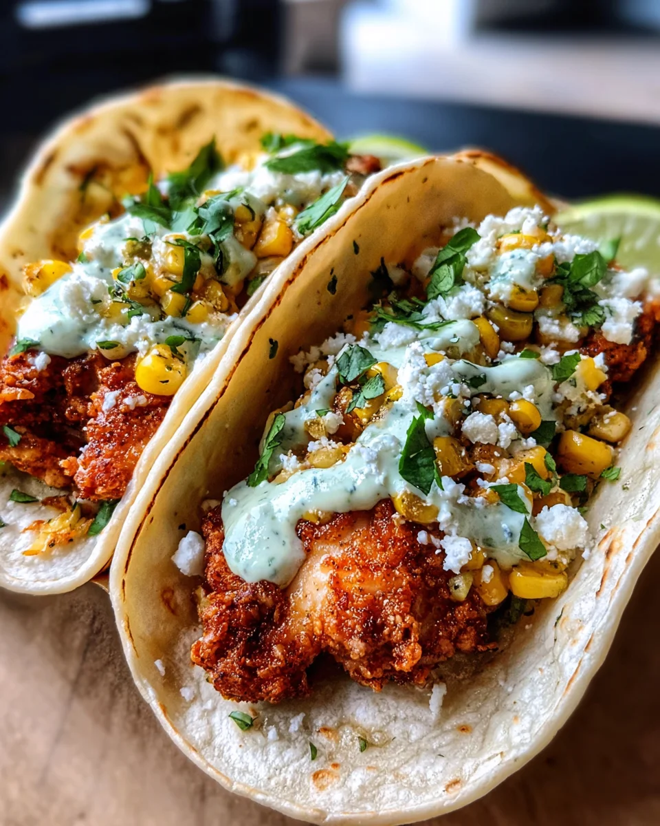 Fried Chicken Street Corn Tacos with Jalapeño Lime Ranch 47 Fried