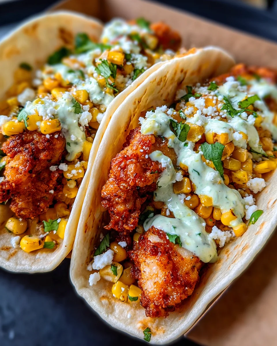 Fried Chicken Street Corn Tacos with Jalapeño Lime Ranch 48 Fried