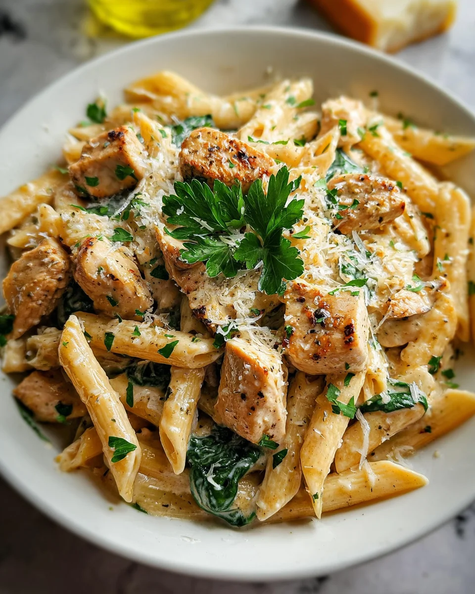 Healthy Garlic Parmesan Chicken Pasta