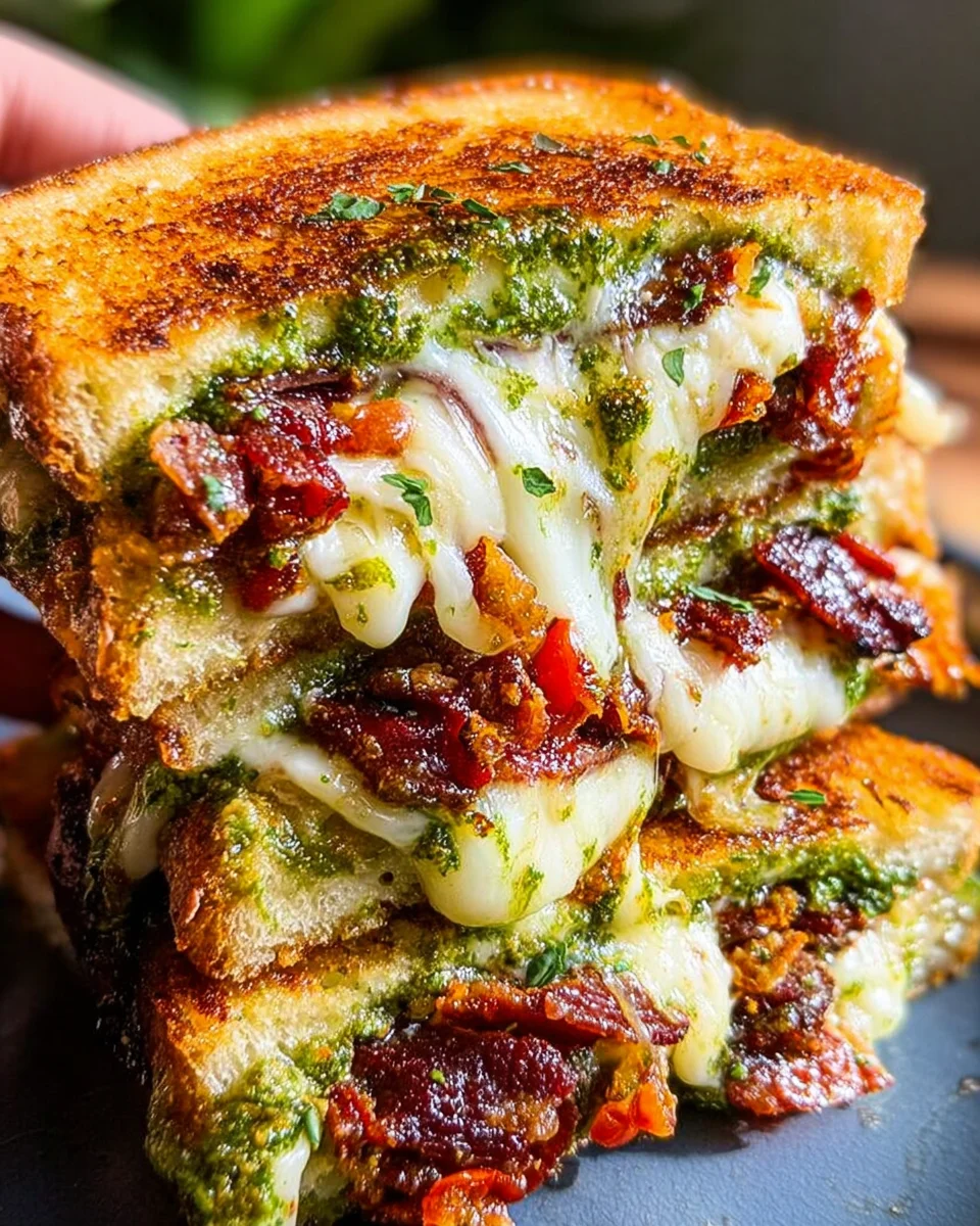 Sun Dried Tomato Bacon Pesto Grilled Cheese