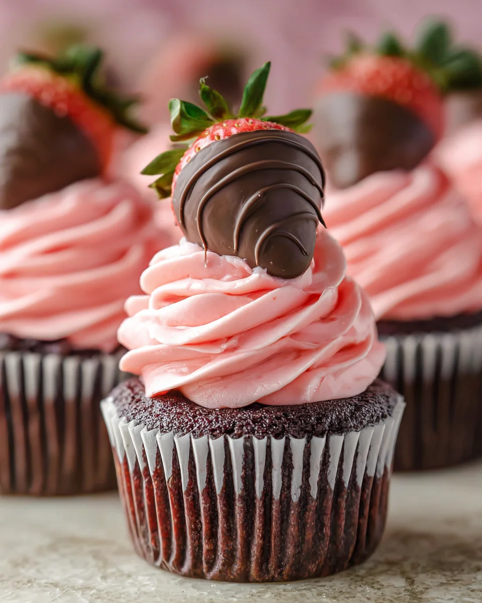 Chocolate Covered Strawberry Cupcakes