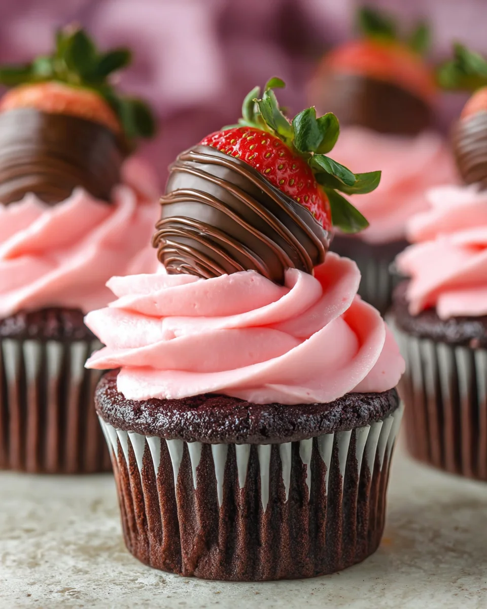 Chocolate Covered Strawberry Cupcakes 24 Chocolate