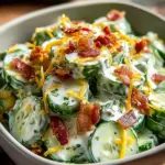 Creamy Cucumber Salad with Bacon and Cheese
