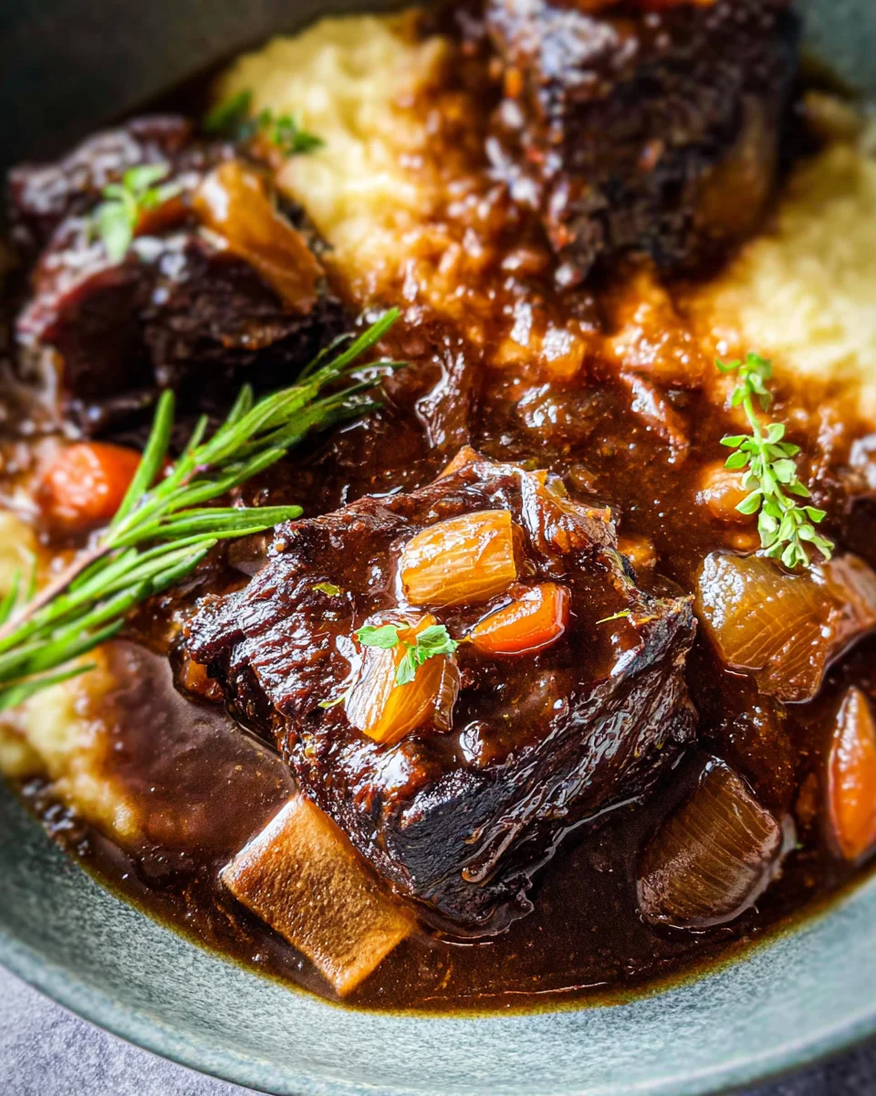 Red Wine Braised Short Ribs in Dutch Oven