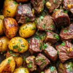 Garlic Butter Steak Bites and Potatoes