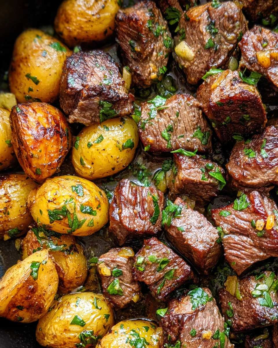 Garlic Butter Steak Bites and Potatoes