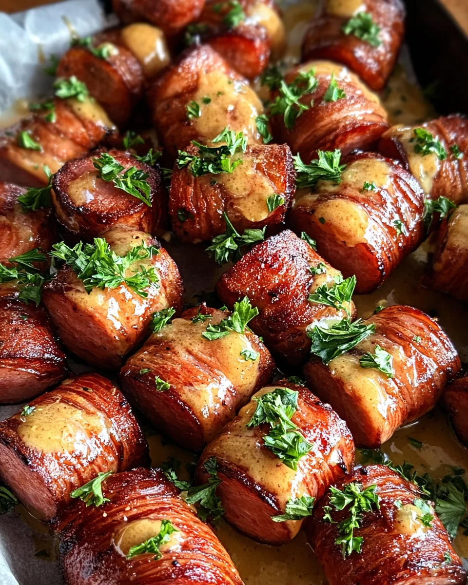 Mustard Hasselback Kielbasa Bites