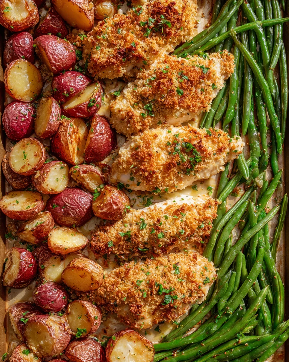 Parmesan Crusted Chicken Sheet Pan Dinner